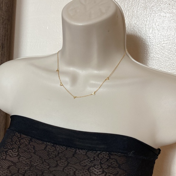 Dainty Chic 5 Crystal Paved Triangle Stations Gold Tone Necklace - Picture 3 of 6